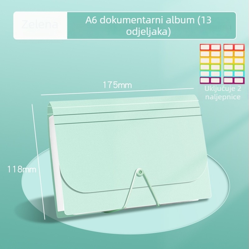 A6 mini akordeonska mapa s 13 pretinaca, PP materijal, prilagodba, ispis logotipa (Model sy241226)