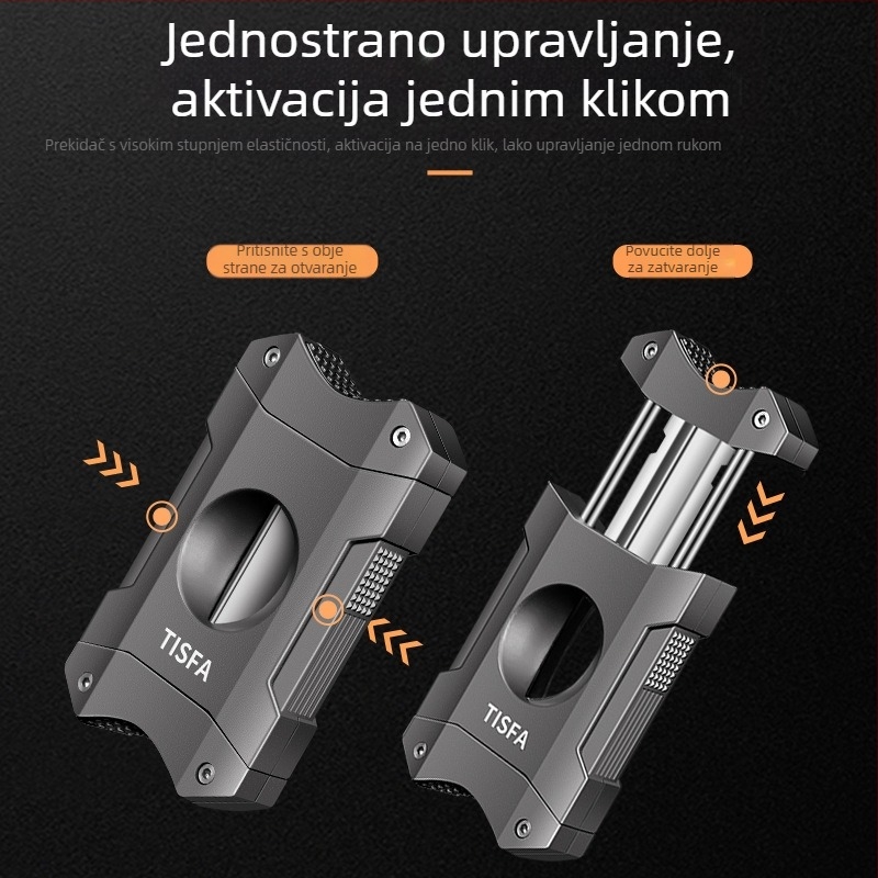 Škare za cigare iz aluminijske legure, V-rez, prenosne, ultratanke, s držačem za cigaretu, poklon muškarcima