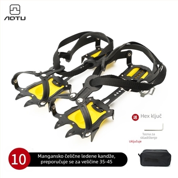Protuklizne navlake za cipele s 10 zuba za led, od mangan čelika, širina 10 cm, pakiranje 80 kom