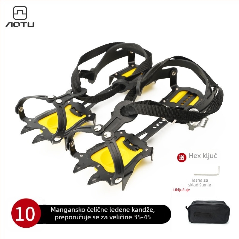 Protuklizne navlake za cipele s 10 zuba za led, od mangan čelika, širina 10 cm, pakiranje 80 kom