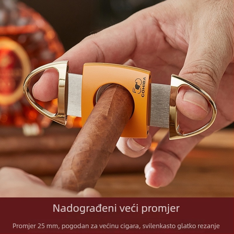 Set za rezanje cigara i kliješta, od nehrđajućeg čelika, velikog kalibra, dvostruke oštrice, prijenosni alat u poklon kutiji