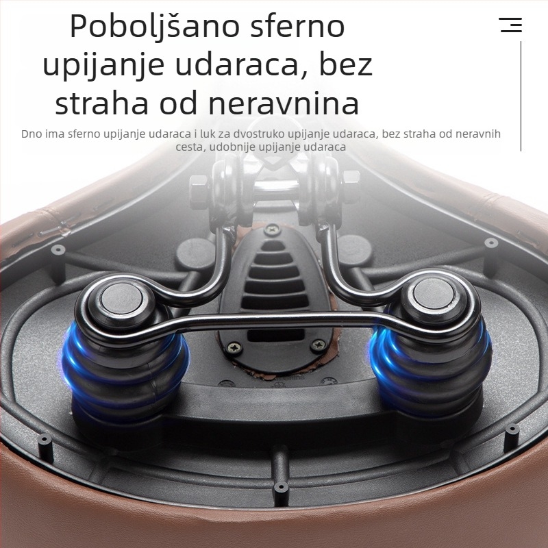 XRTC sjedalo za električni bicikl, Model 1003, Memory Sponge, Faux Leather, Plastic, Iron, Pogodno za električna vozila