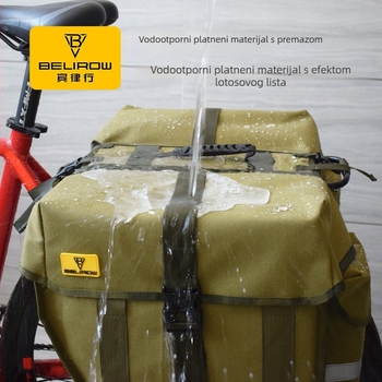 Platnena stražnja pannier za bicikl, s unutarnjom podstavom, kapacitet 30/43/50 L, model Canvas pannier, branda Belirow