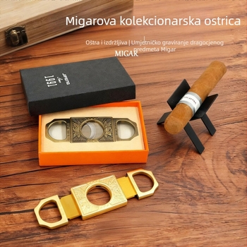 MIGAR J-111 Rezač cigare - Nehrđajući čelik, Dvostruko oštren, Prijenosno, 74 g, Ručna izrada
