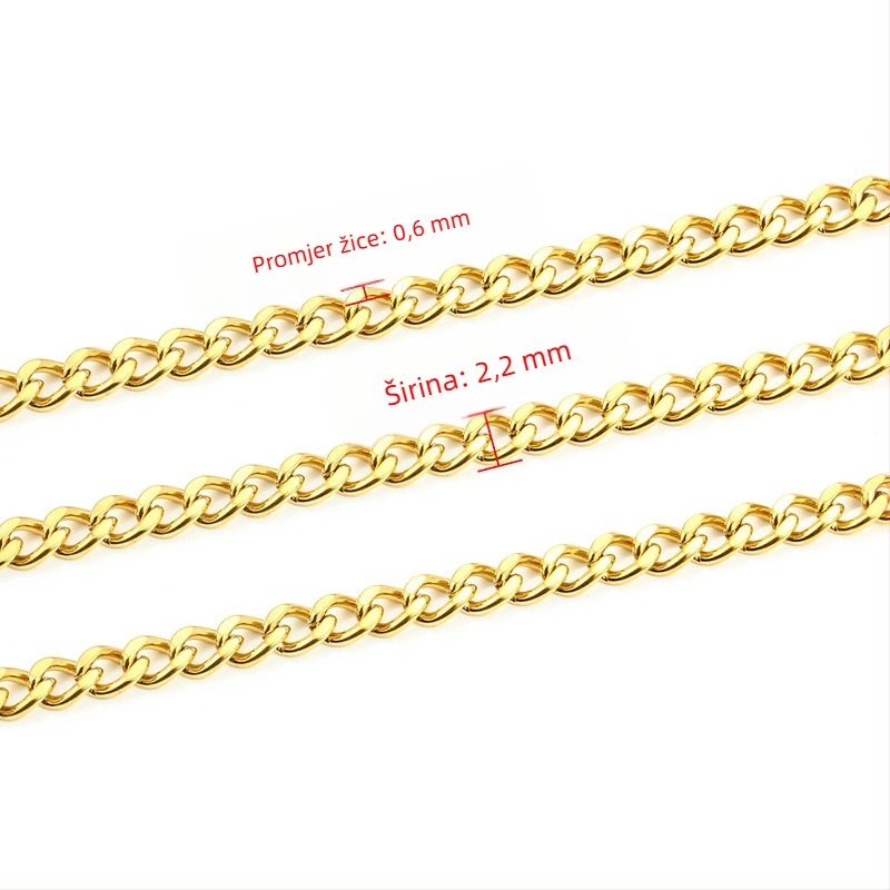 Nerđajni kubanski lanac, unisex, elektroplating, dvostrano brušeni završetak, marka Huilte