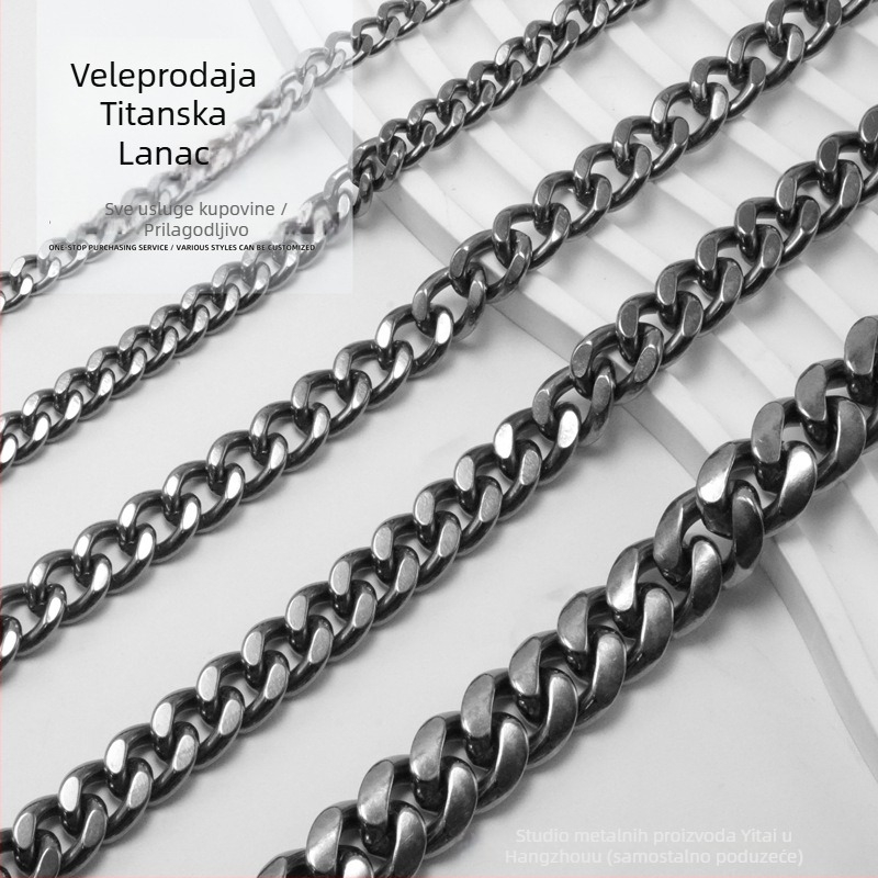 Kubanska lančana ogrlica od metala, glatka završnica, marka Deep Space, ljeto 2021