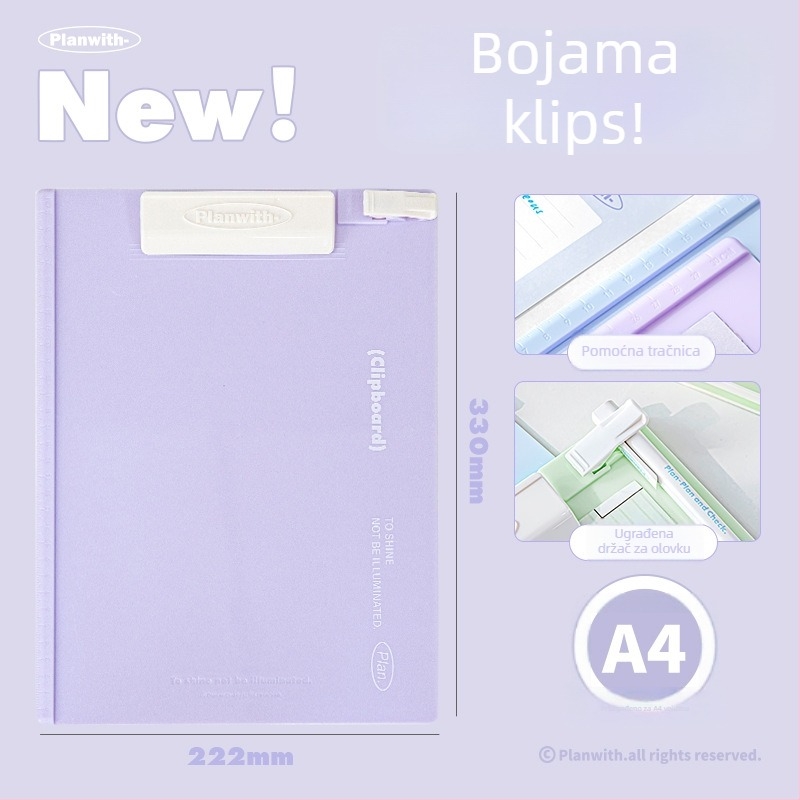 Planwith plastični klips za ploču za pisanje, jednostrani klip, bez logotipa, bez prilagodbe