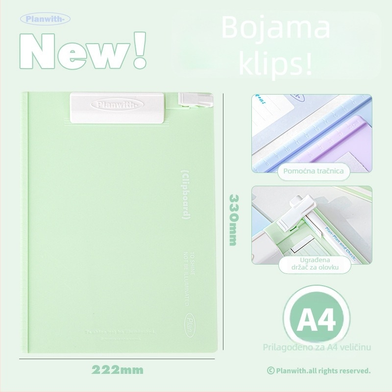 Planwith plastični klips za ploču za pisanje, jednostrani klip, bez logotipa, bez prilagodbe