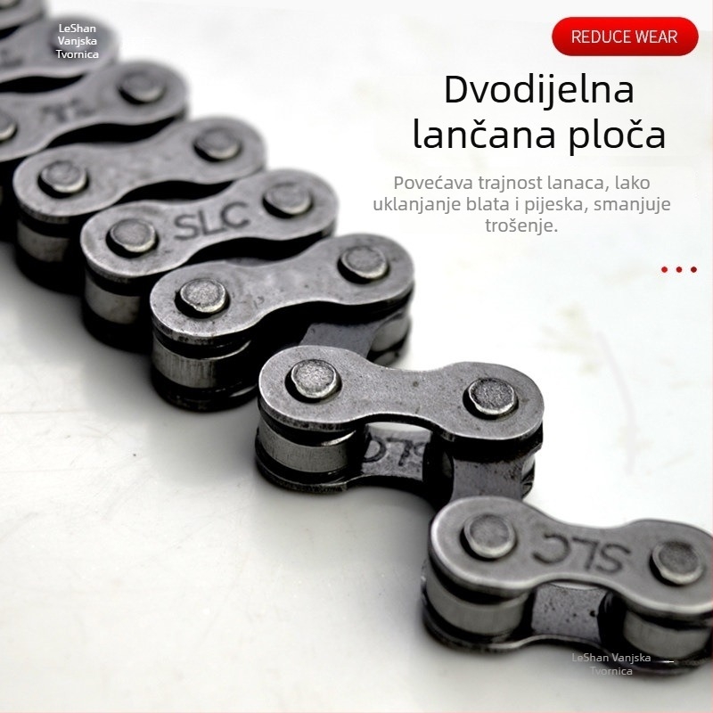 Lanac za bicikl, model 985, karbonska čelika, jednostupanjski lanac, kompatibilan s dječjim biciklima 24/26
