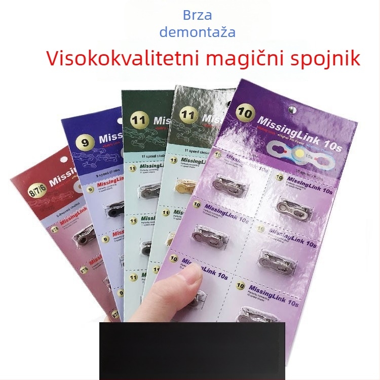 Univerzalni lanac bicikla s Magic Buckle, kompatibilan s MTB 8-11 brzina i cestnim biciklima 24/27/30 brzina, čelik, nosivost 1000