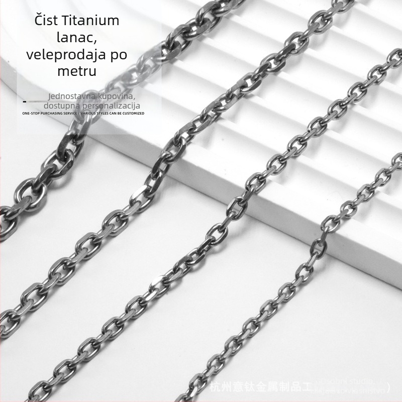 Taijiao lanac od čistog titana, lagan i otporan na koroziju, elektroplatirani metalni nakit za muškarce i žene