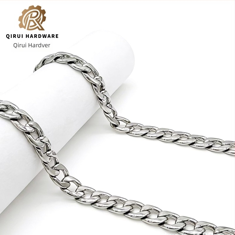 Kubanska lančana ogrlica od titan čelika – elektroplatiranje, model L0001, prilagodljiva duljina