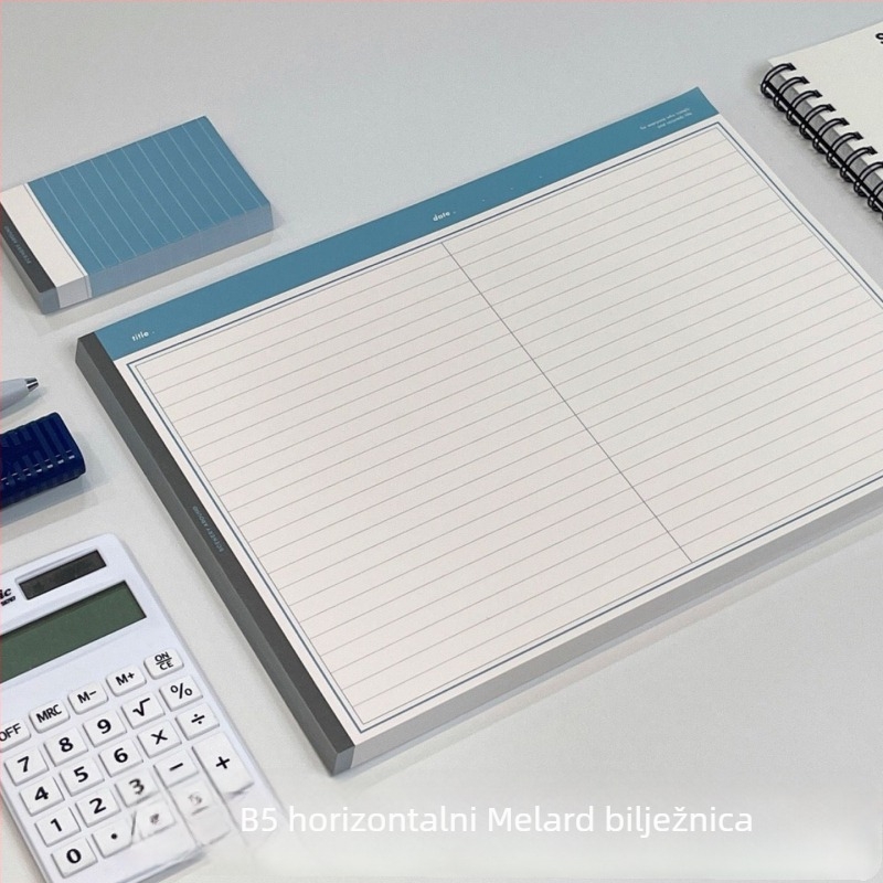 Bilježnica horizontalnog formata s perforiranim stranicama, premium za učenje, izuzetno debeli papir, oblik papirne cigle