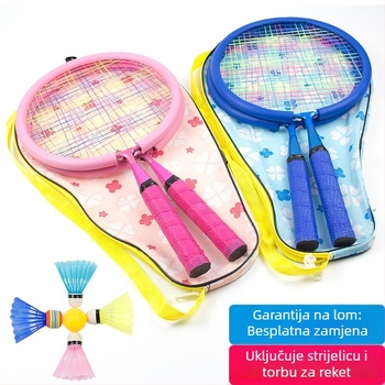 Dječja raketa za badminton s povećanom otpornošću – za djecu od 2 do 12 godina, okvir od željeznog legura, težina 95–100 g, najlonske žice