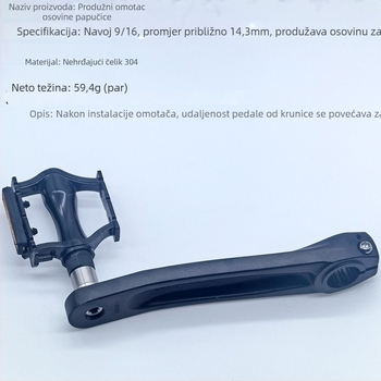 Pedalna produžna osovina za MTB i cestovne bicikle, SUS304 nehrđajući čelik, model SUS304