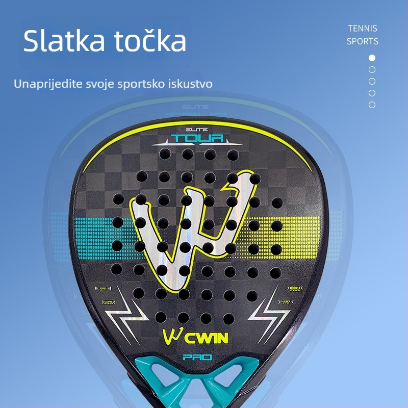 Kaiwei 4043 teniski reketa s okvirom od karbonskih vlakana, žice od 12K karbonskih vlakana, težina 95–100 g, debljina drške G2