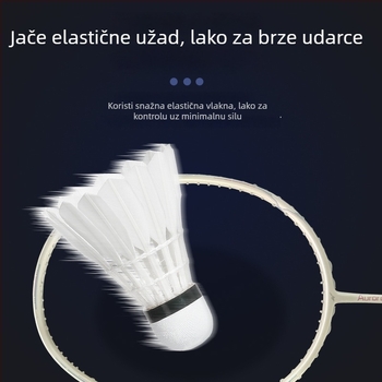 Badminton reketa Aurora 7 s cijelim karbonskim okvirom, ultralako, srednja čvrstoća, težina 80–84 g