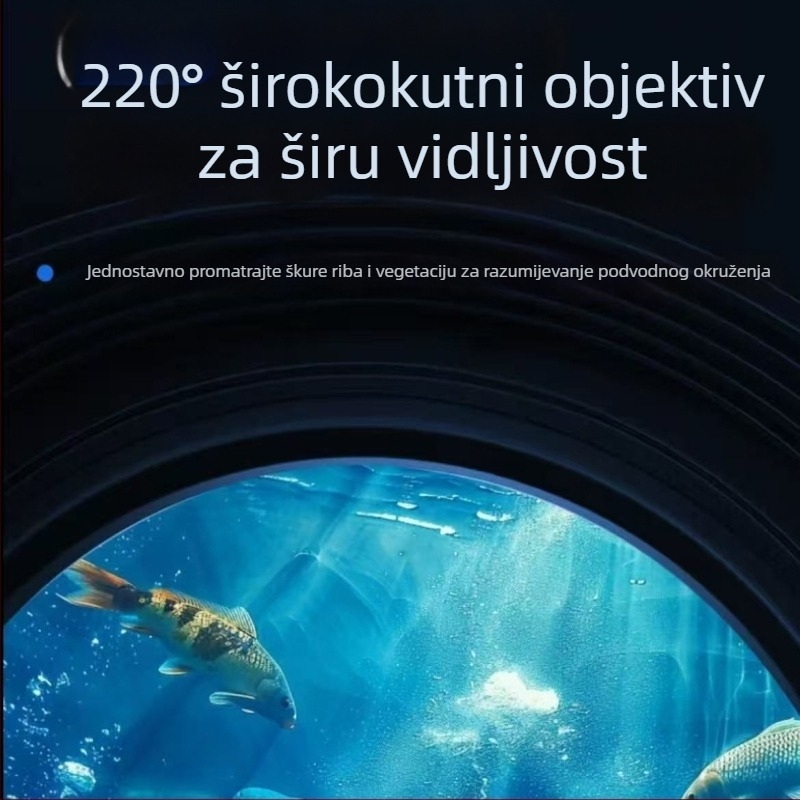 Podvodni detektor ribe s 220° širokim kutom, napajanje DC 10–18V, raspon dubine 0,6–30 m, podrška jeziku Engleski