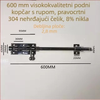 Brava za vrata tip Nebo i Zemlja, od nehrđajućeg čelika, polirana površina, gornja i donja brava sa zaštitnim poklopcem za prašinu