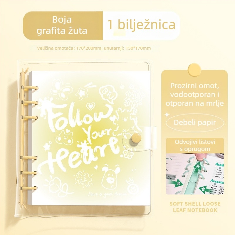 Bilježnica s PVC koricom, veza s labavim listovima, papir od drvene celuloze 70 g/m², 100–200 stranica
