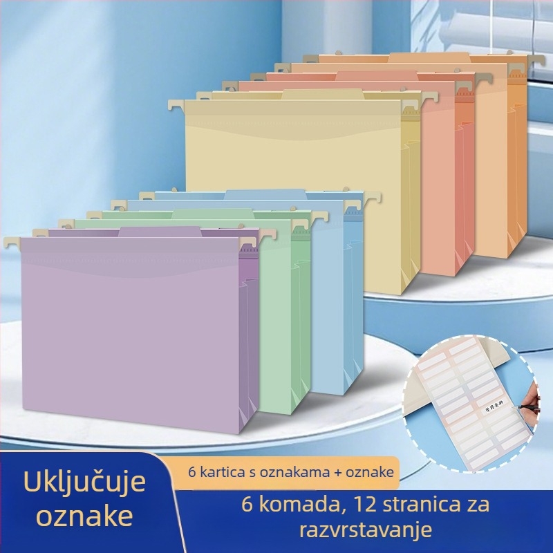 Brzi klip za viseće arhive s klasifikacijskim etiketama, PP materijal, model 260112