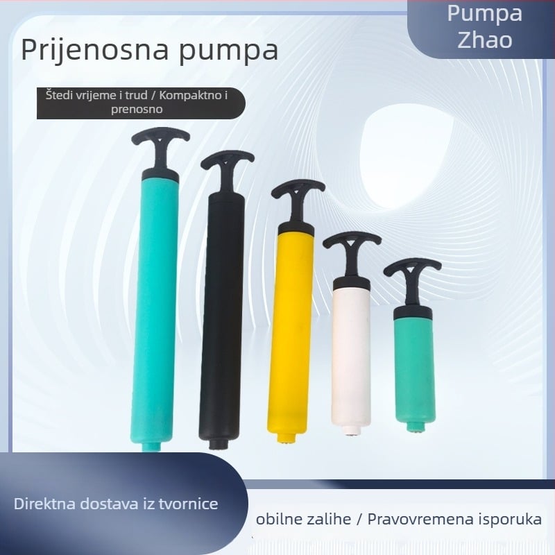 Prijenosna ručna pumpa za zrak s mlaznicom i produžnim crijevom za igle, plastično kućište, za lopte, dvije igle