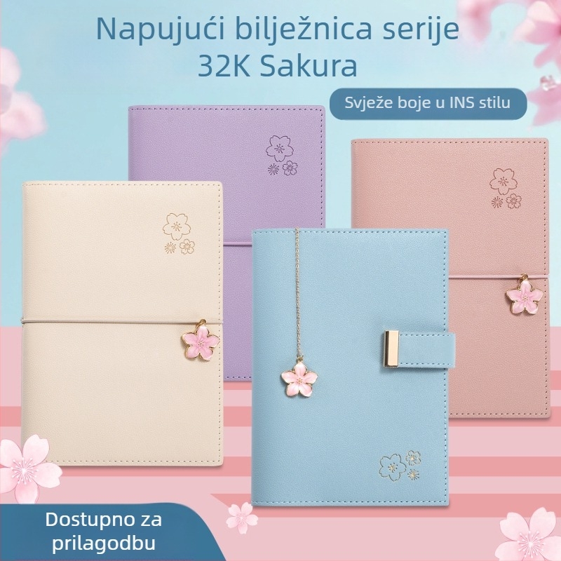 Bilježnica Sakura serije, šivano uvez, PU korica, Dowling papir, 80 g, 50-100 stranica