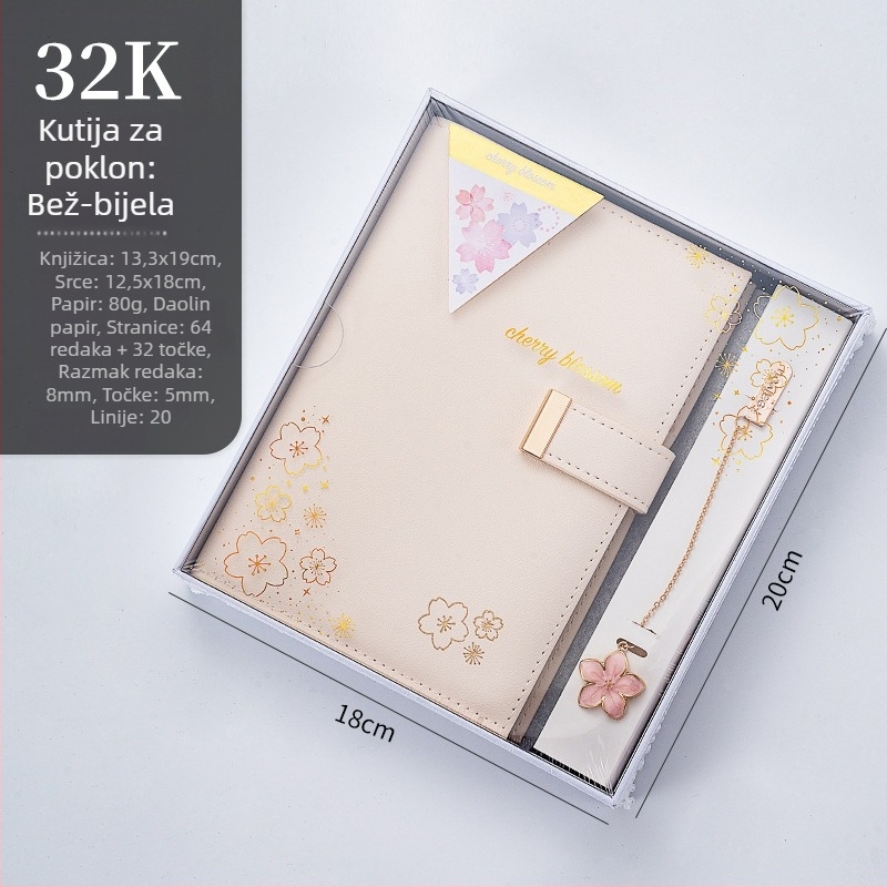 Bilježnica Sakura serije, šivano uvez, PU korica, Dowling papir, 80 g, 50-100 stranica