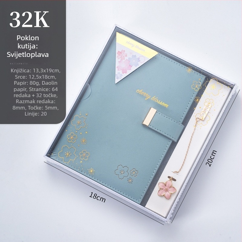 Bilježnica Sakura serije, šivano uvez, PU korica, Dowling papir, 80 g, 50-100 stranica