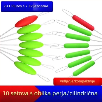 Vertikalni drift plovak za ribolov – sedam zvijezdica, visoka osjetljivost, cilindričnog maslinastog oblika, od kompozitnog materijala