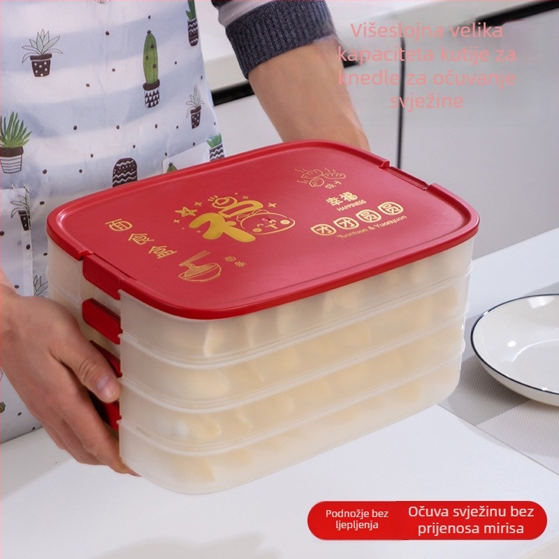 Kutija za pohranu dumplings - 2 L, plastični PP-PET, hlađena, Novi kineski stil