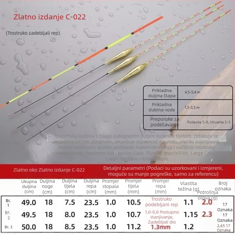 Zlatno izdanje – plovak visoke osjetljivosti za crucian carp i carp, za Black Pit natjecateljski divlji ribolov (miješani uzgoj)