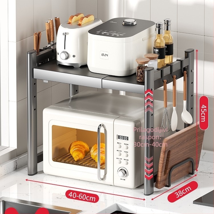 Polica za mikrovalnu pećnicu i kuhinjsko skladište, višestruke namjene, od karbonskog čelika, marke Five run