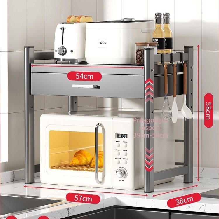 Polica za mikrovalnu pećnicu i kuhinjsko skladište, višestruke namjene, od karbonskog čelika, marke Five run