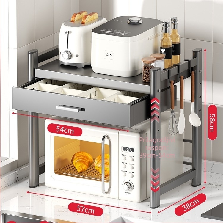 Polica za mikrovalnu pećnicu i kuhinjsko skladište, višestruke namjene, od karbonskog čelika, marke Five run