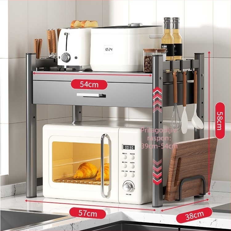 Polica za mikrovalnu pećnicu i kuhinjsko skladište, višestruke namjene, od karbonskog čelika, marke Five run