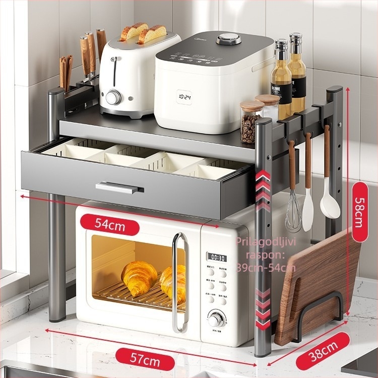 Polica za mikrovalnu pećnicu i kuhinjsko skladište, višestruke namjene, od karbonskog čelika, marke Five run