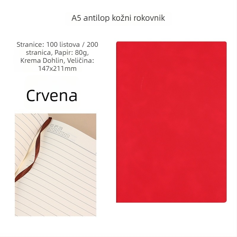Start Macro bilježnica s PU kožnim omotom, žično povezivanje, Dowling papir 80gsm