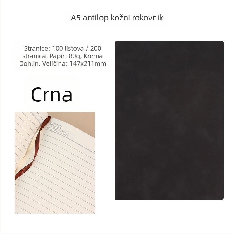 Start Macro bilježnica s PU kožnim omotom, žično povezivanje, Dowling papir 80gsm