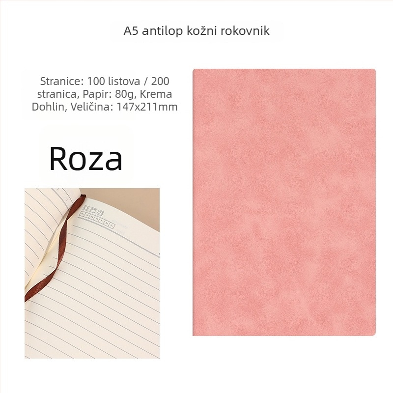 Start Macro bilježnica s PU kožnim omotom, žično povezivanje, Dowling papir 80gsm