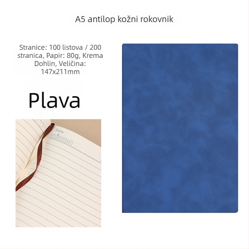 Start Macro bilježnica s PU kožnim omotom, žično povezivanje, Dowling papir 80gsm