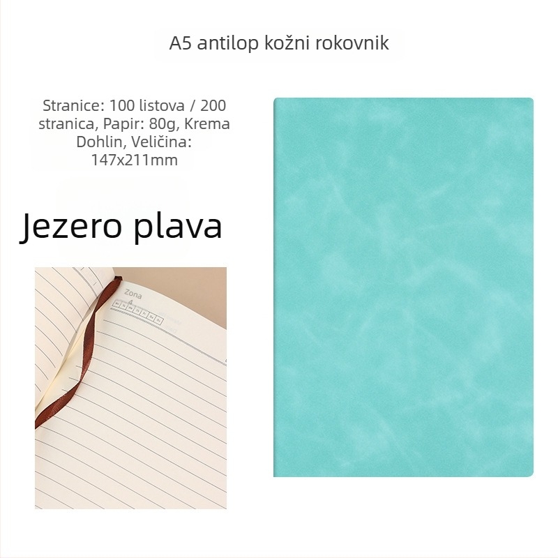Start Macro bilježnica s PU kožnim omotom, žično povezivanje, Dowling papir 80gsm