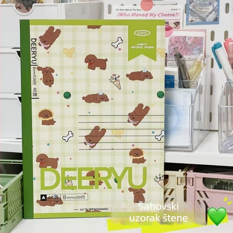 Bilježnica u stilu Ins s preslatkom temom jazavčara — ljepljeno vezivanje, papir drvenog pulpe, 80 g/m², 40 stranica