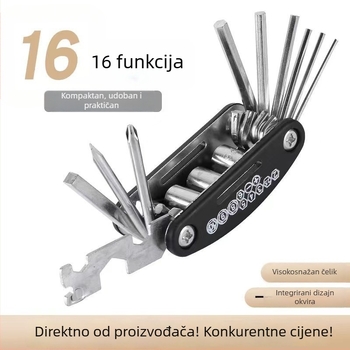 Set za popravak bicikla čeličnim višefunkcionalnim alatom i alatom za popravak guma