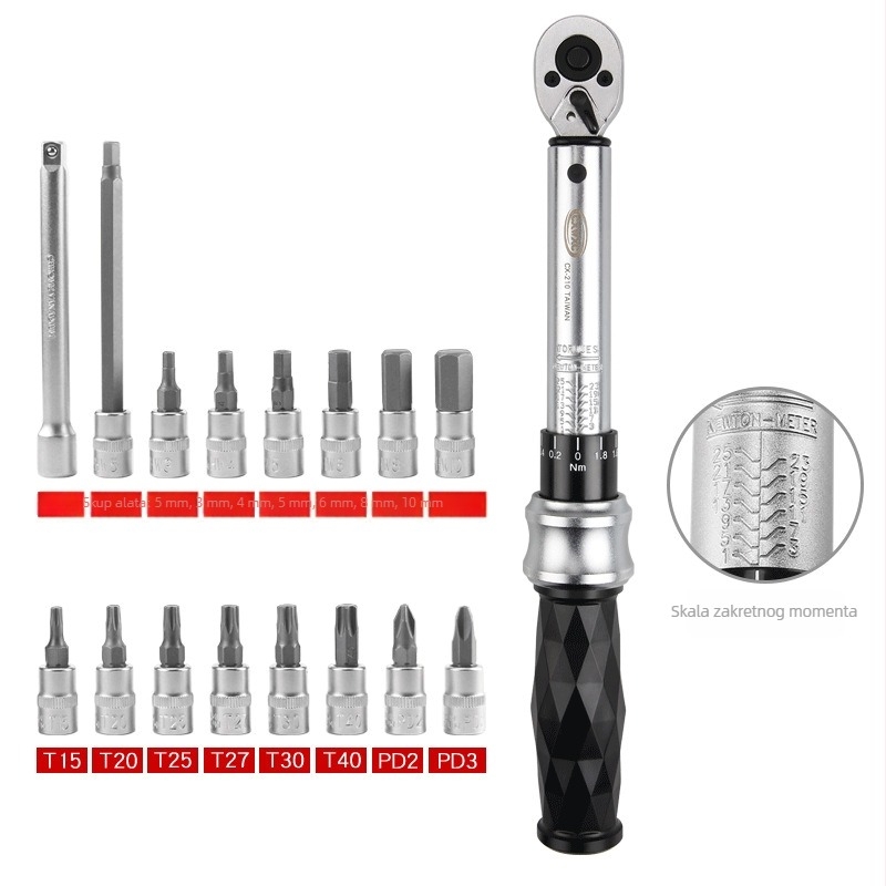 CXWXC moment ključ za popravak bicikla, set alata za popravak bicikala, podesivi moment, krom-vanadijski čelik