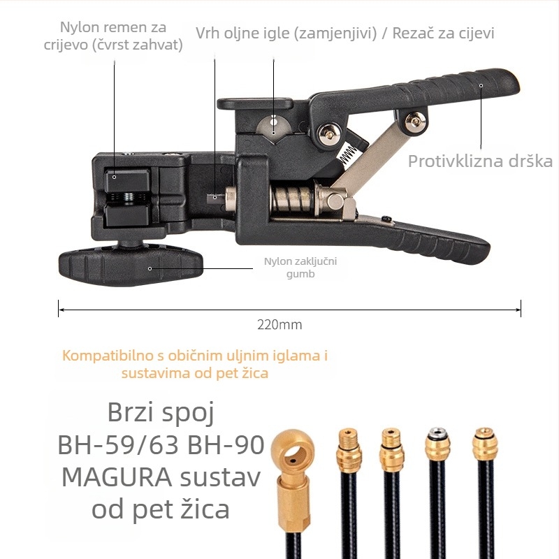 BIKEHAND Alat za montažu ulja na biciklu, izbacivač uljne cijevi i rezač cijevi, 2-in-1 YC-76KP