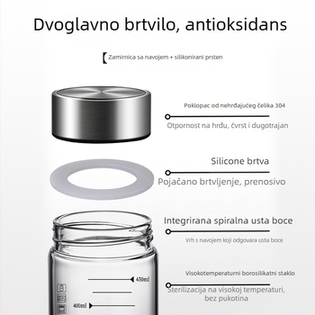 Staklena boca za doziranje kineske medicine s graduacijom, borosilikatno staklo, 301-500 ml, prijenosna, hermetički zatvorena, mikrovalno sigurna