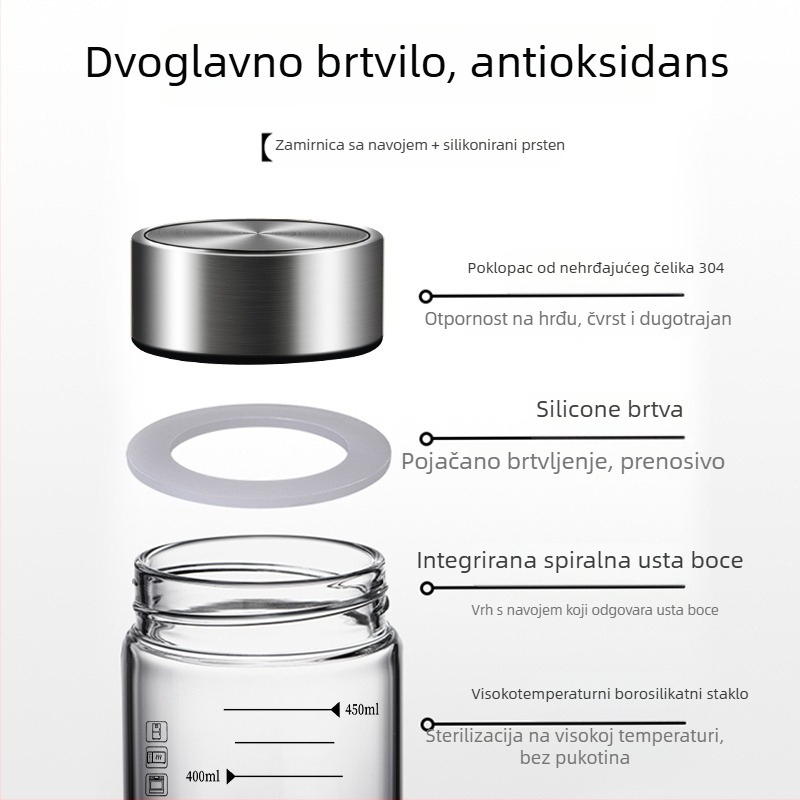 Staklena boca za doziranje kineske medicine s graduacijom, borosilikatno staklo, 301-500 ml, prijenosna, hermetički zatvorena, mikrovalno sigurna