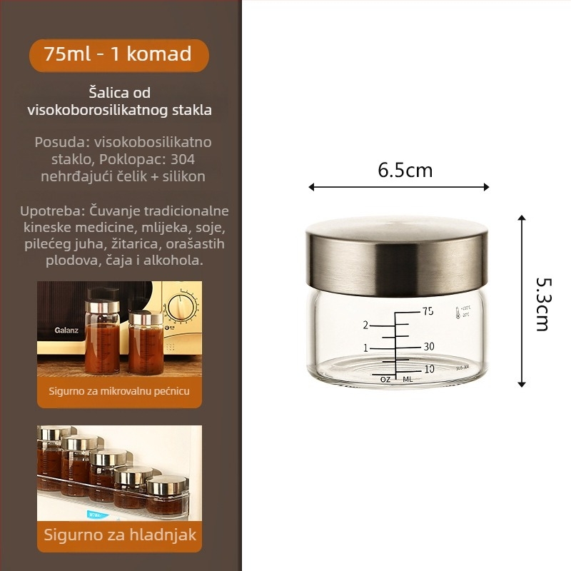 Staklena boca za doziranje kineske medicine s graduacijom, borosilikatno staklo, 301-500 ml, prijenosna, hermetički zatvorena, mikrovalno sigurna