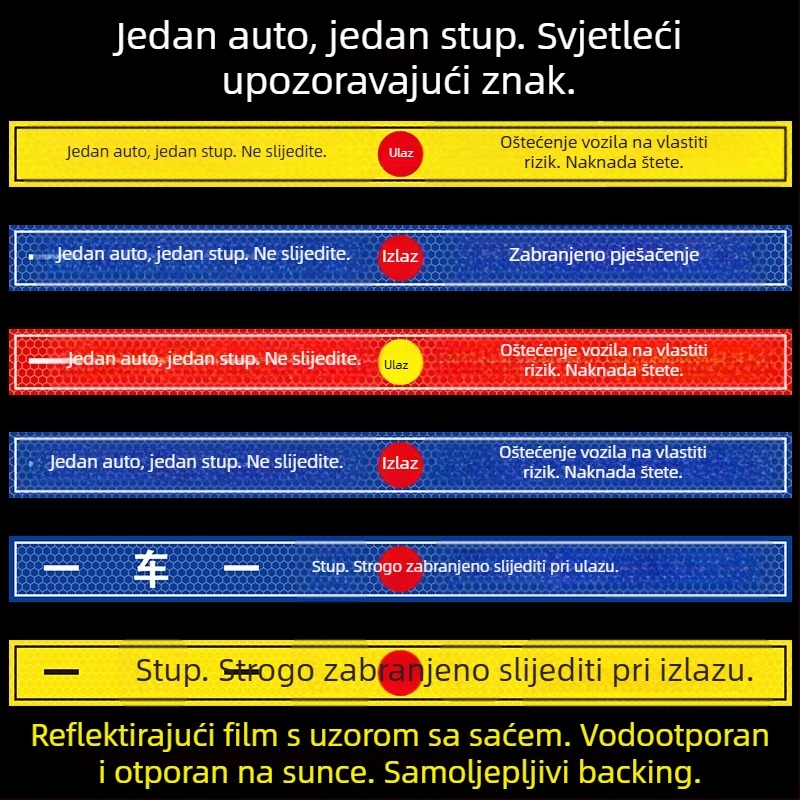 Reflektirajući sigurnosni znak pristupa - Ne prati vozilo (UV ispis), Materijal: reflektirajući film, Pogodno za stambene nekretnine, podzemne garaže i uredska parkirališta, Prilagodljivo